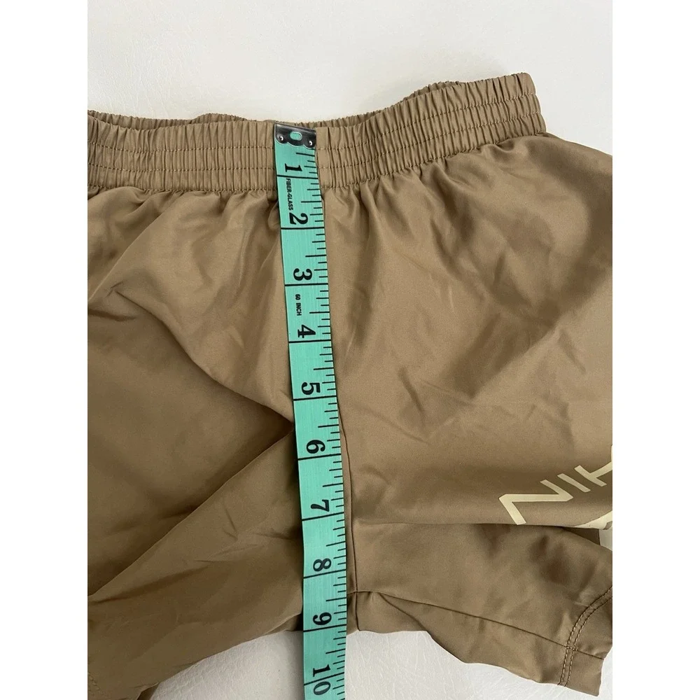 Nike Boys Size 6 Dri-FIT Parachute Khaki Swoosh Graphic Athletic Shorts Unlined